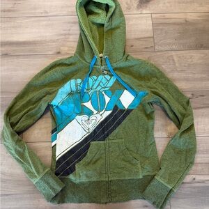 Roxy Olive Green Zippered Hoodie